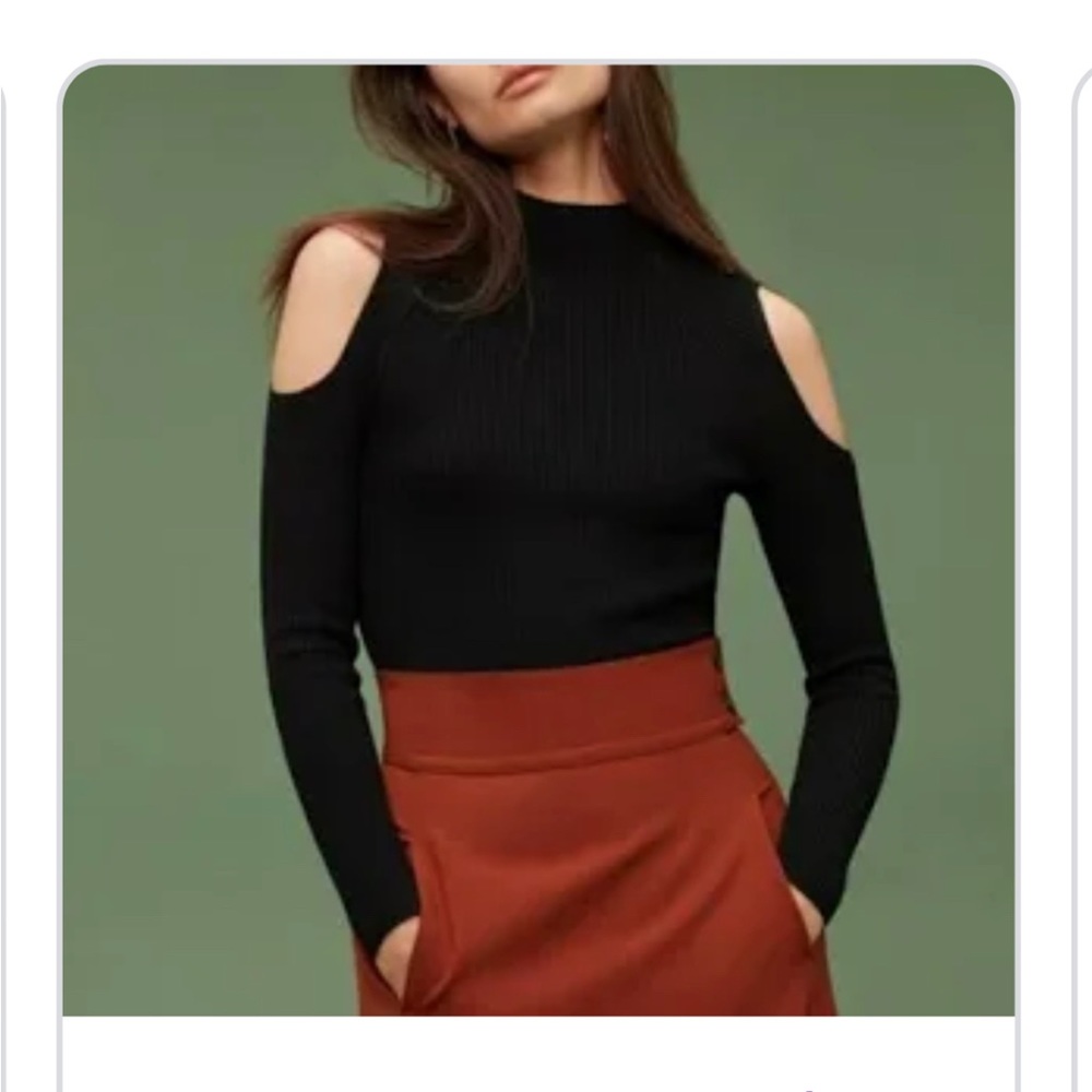 Black Wilfred free long sleeve shoulderless top.